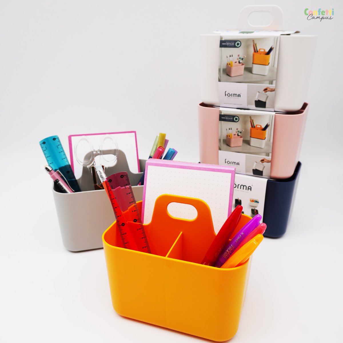 FORMA Organiseur de bureau porte-stylos 3 compartiments 15x11x13,5cm orange curcuma – Image 6
