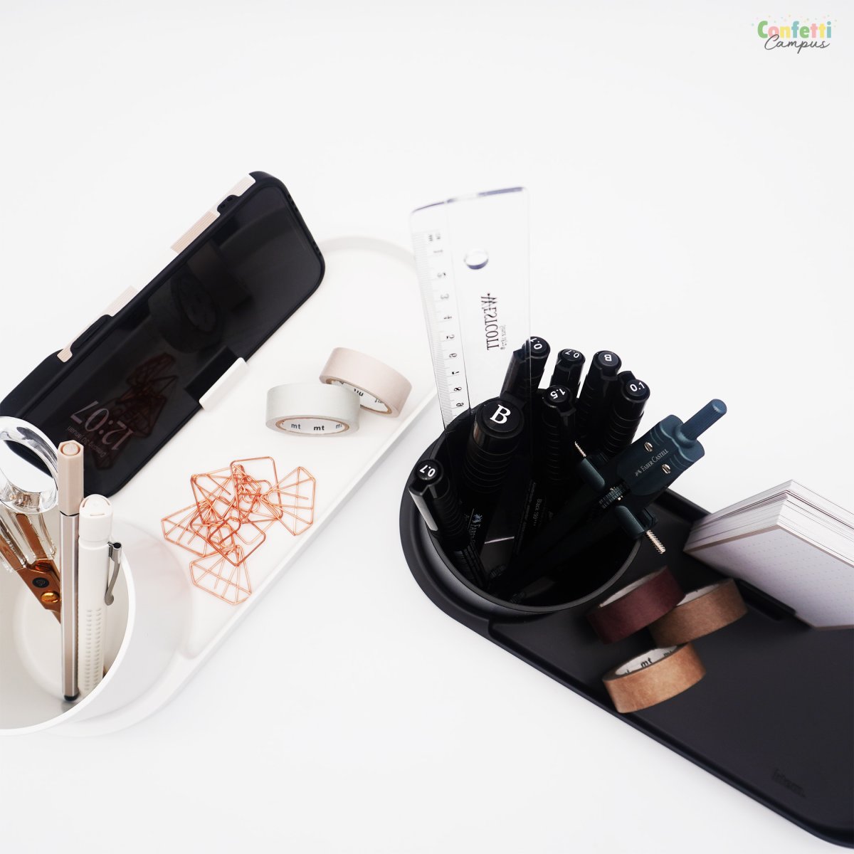 FORMA Organiseur de bureau avec porte-stylos et support smartphone Noir – Image 9