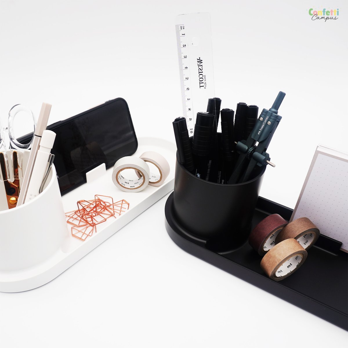 FORMA Organiseur de bureau avec porte-stylos et support smartphone Noir – Image 8