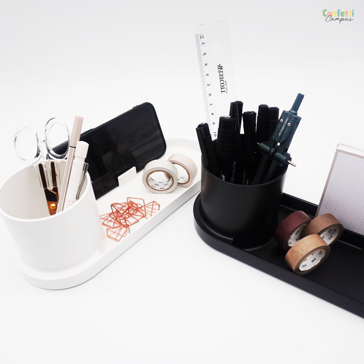 FORMA Organiseur de bureau avec porte-stylos et support smartphone Noir – Image 7