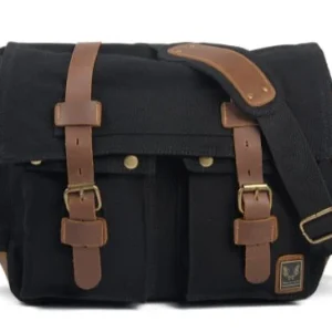 Sac de voyage besace en toile et cuir vintage