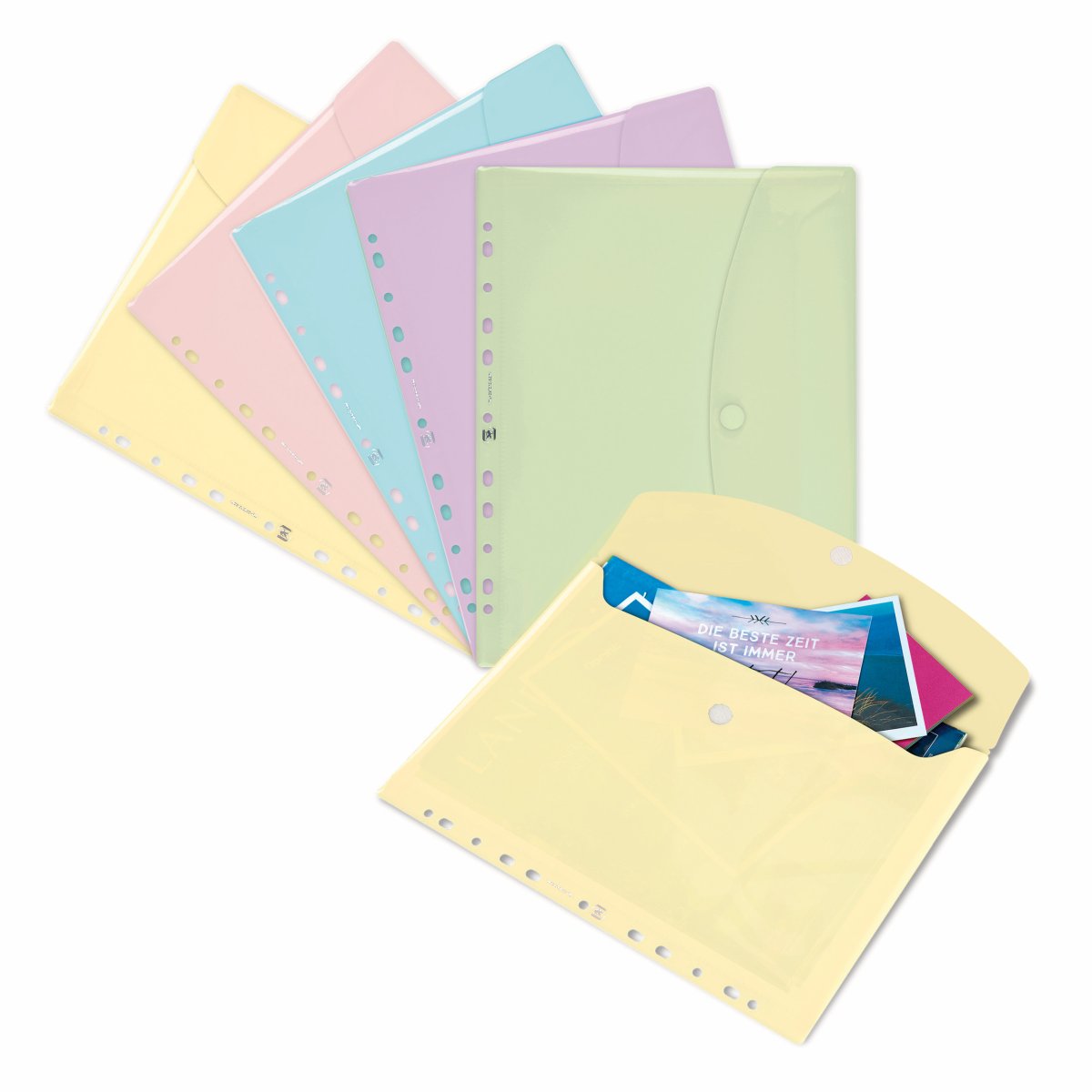 OXFORD Pochette perforée à soufflet A4 Rose pastel – Image 4