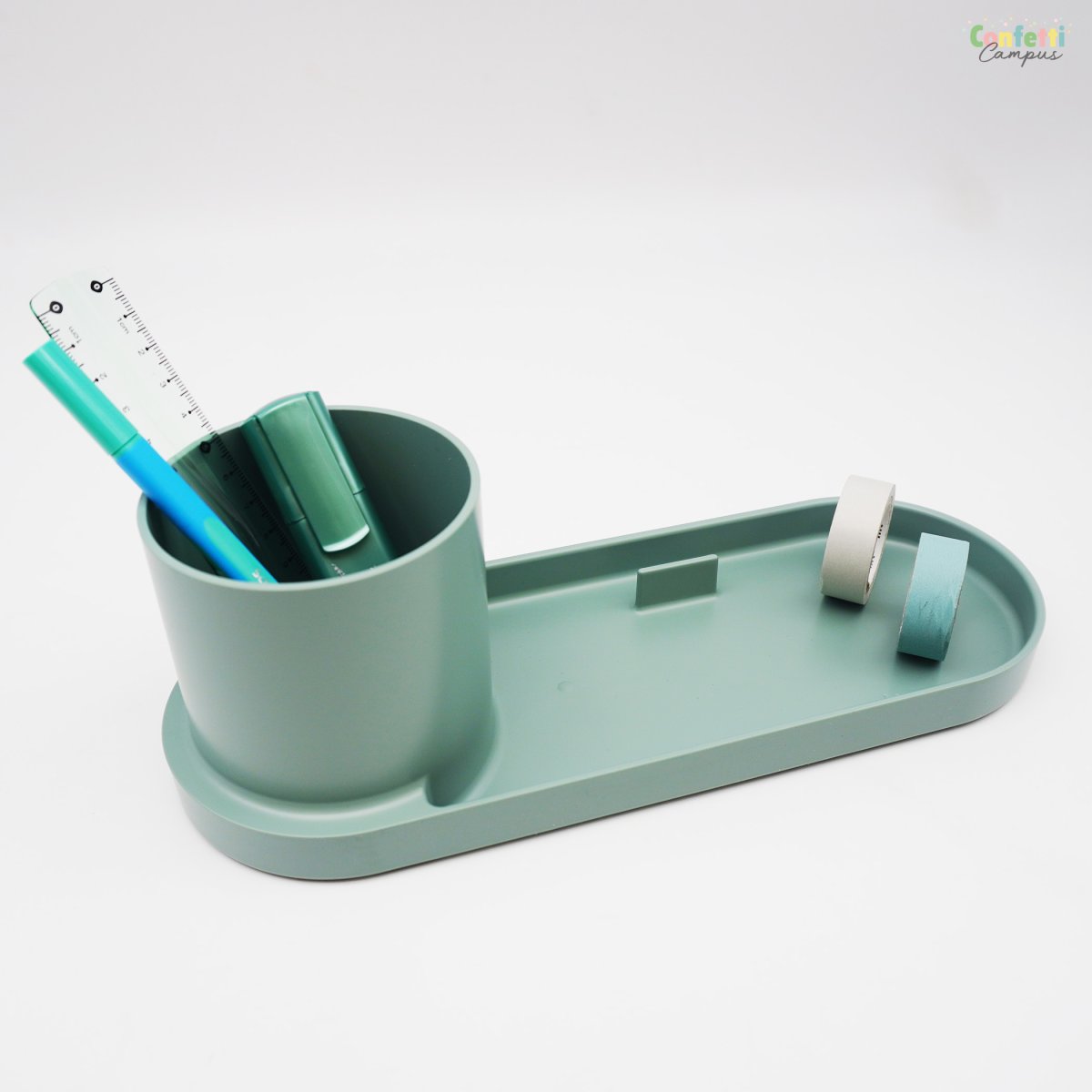 FORMA Organiseur de bureau avec porte-stylos et support smartphone Vert sauge