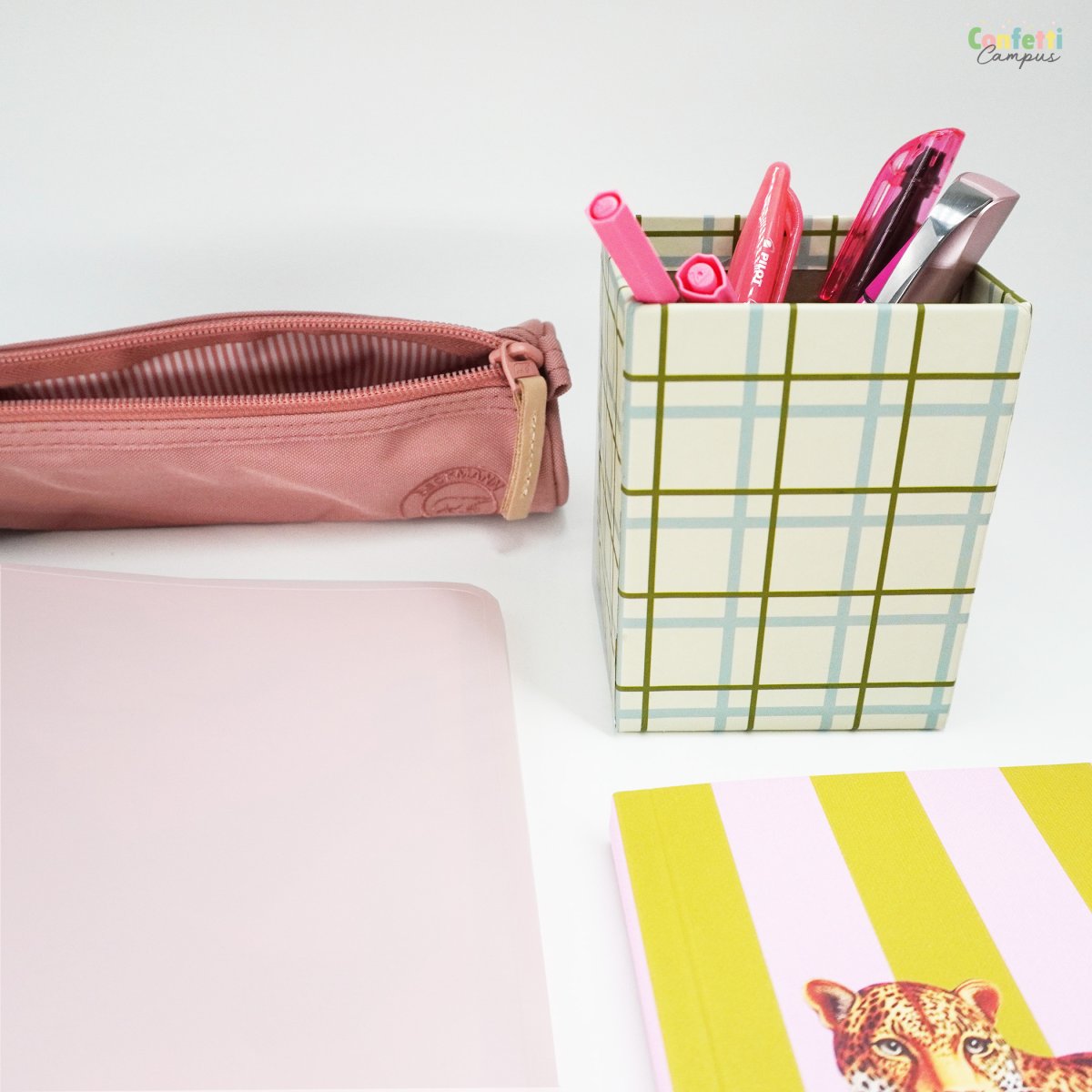 ANCOR STILL Pot à crayons 8x8x10cm Vichy chic – Image 4