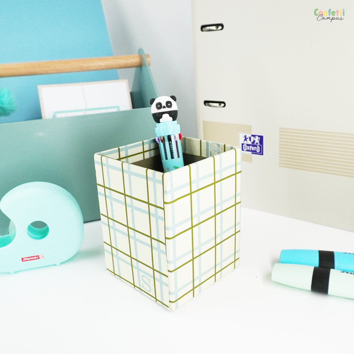 ANCOR STILL Pot à crayons 8x8x10cm Vichy chic – Image 3