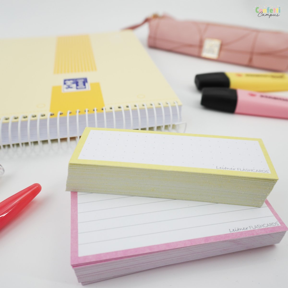 50 Flashcards Leitner Vocabulaire à points cadre pastel jaune – Image 3