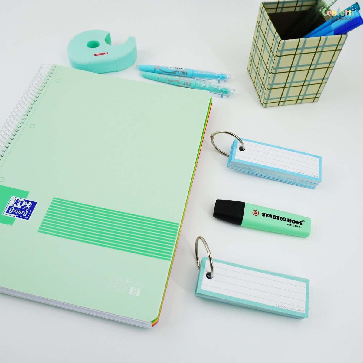 50 Flashcards Leitner Vocabulaire lignées cadre pastel vert – Image 3