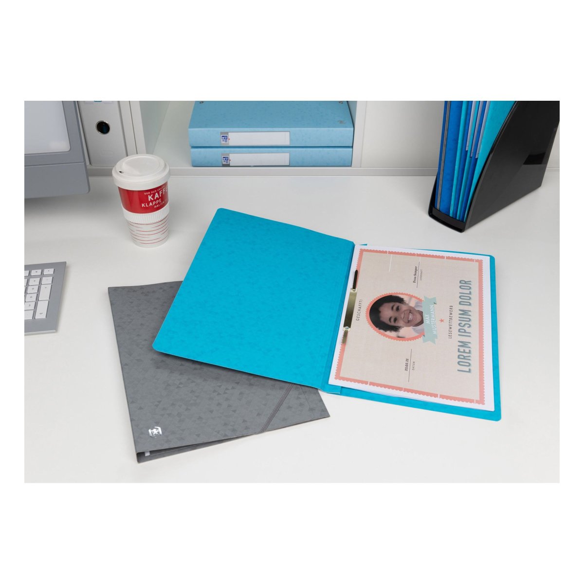 OXFORD TOP FILE+ Chemise à lamelle A4 en carte Bleu ciel – Image 4