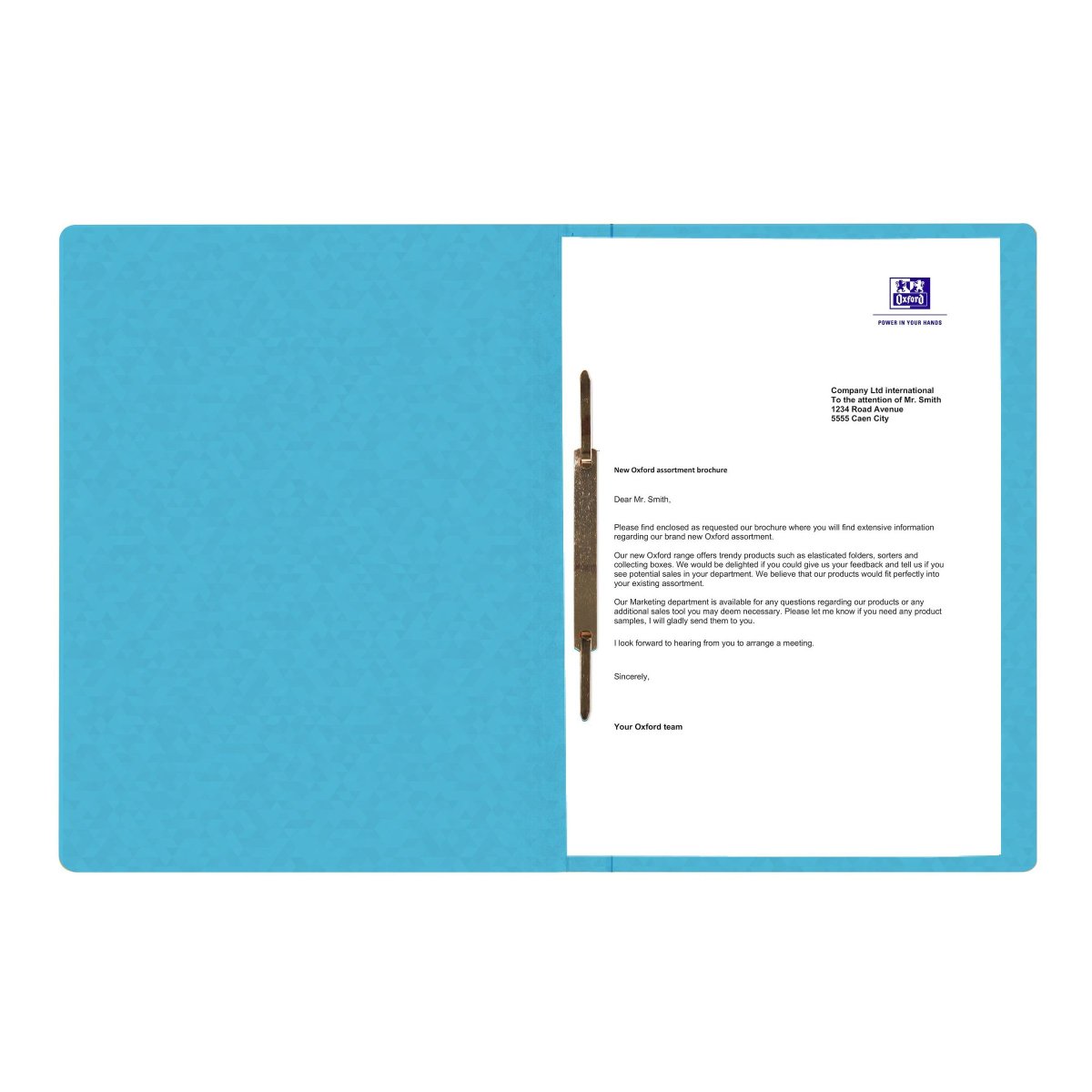 OXFORD TOP FILE+ Chemise à lamelle A4 en carte Bleu ciel – Image 5