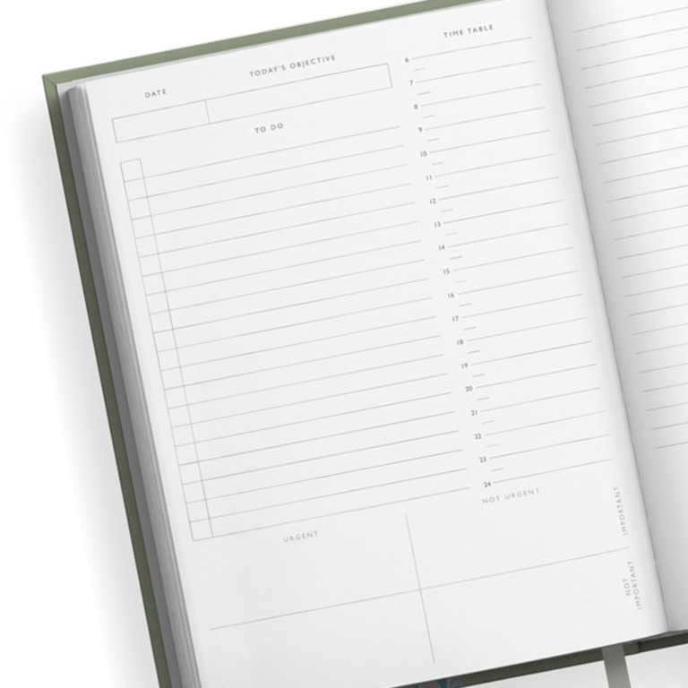 OHH DEER DAILY PLANNER Agenda journalier non daté A5 vert sauge – Image 9