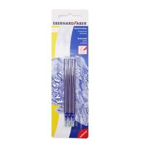 EBERHARD FABER – Lot de 3 recharges pour stylo roller effaçable Erase It! pointe moyenne 0.7mm Bleu