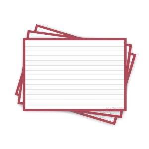50 Flashcards Leitner A6 lignées cadre rouge bistrot