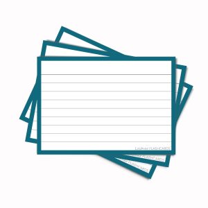 50 Flashcards Leitner A7 lignées cadre Bleu Capri