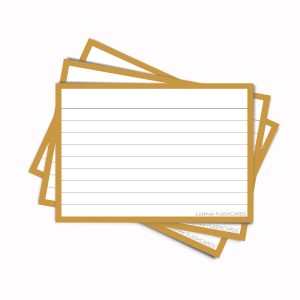 50 Flashcards Leitner A7 lignées cadre jaune moutarde