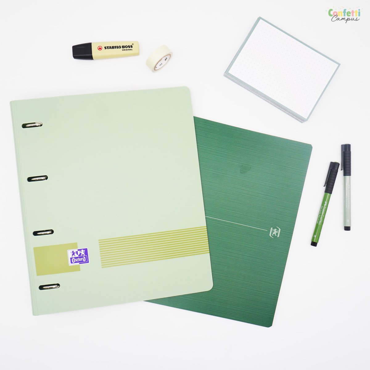 OXFORD BOREAL Classeur à anneaux A4+ 40mm Vert olive – Image 3