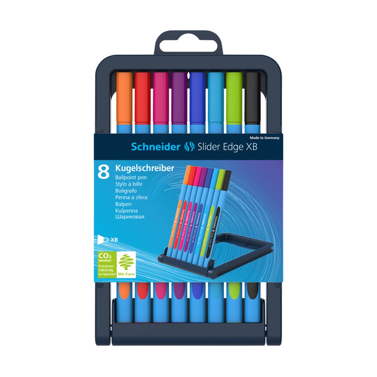 SCHNEIDER Stylos-bille Slider Edge XB Etui chevalet 8 couleurs vives
