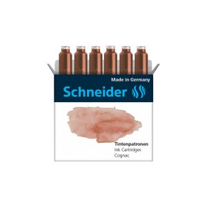 SCHNEIDER Boîte de 6 cartouches d&rsquo;encre pour stylo-plume Cognac