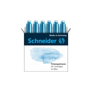 SCHNEIDER Boîte de 6 cartouches d&rsquo;encre pour stylo-plume Bleu glacier