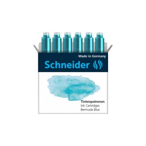 SCHNEIDER Boîte de 6 cartouches d&rsquo;encre pour stylo-plume Bleu Bermudes
