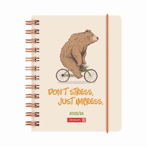 BRUNNEN Agenda scolaire journalier A6 2025-2026 Don&rsquo;t stress Beige