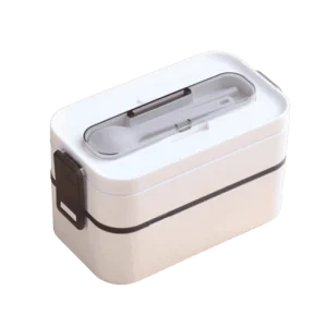 Bento Plastique Compatible Micro-ondes 2 Étages Blanche