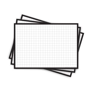 50 Flashcards Leitner A6 à petits carreaux cadre noir