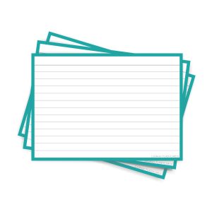 50 Flashcards Leitner A6 lignées cadre bleu canard