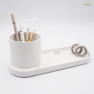 FORMA Organiseur de bureau avec porte-stylos et support smartphone Blanc