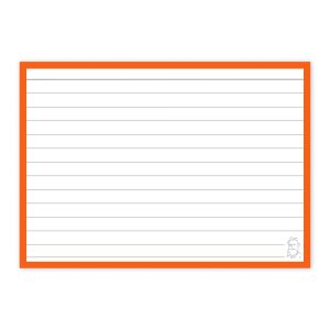 50 Flashcards Leitner A6 lignées Cadre orange
