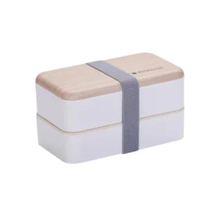 Bento Compartimentée Multi-étage Style Bois