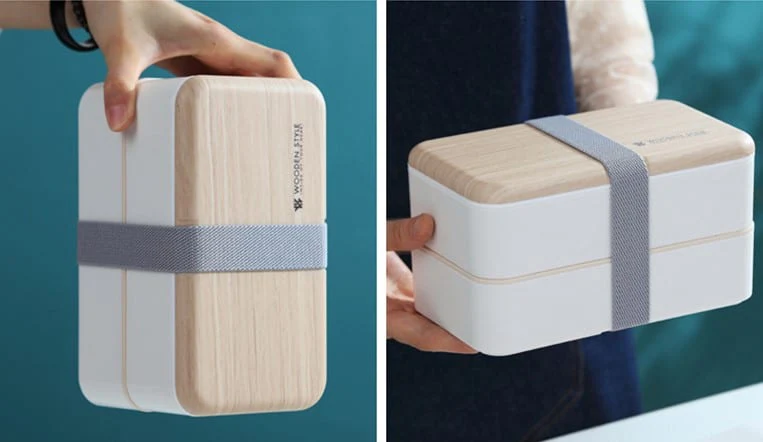 Bento Compartimentée Multi-étage Style Bois – Image 7