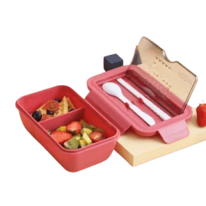 Lunch Box Chinoise Rouge Double-compartiment Compatible Micro-ondes
