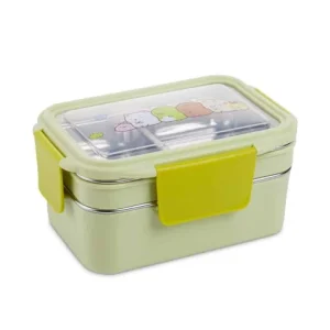 Lunch Box Enfant Inox Compartimentée Verte Motifs cartoon