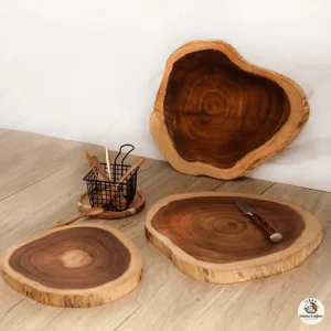 Planche à découper ronde en bois d'acacia