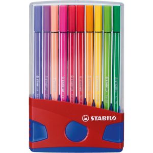 STABILO Pen 68 Feutres de dessin x20 et boitier ColorParade rouge/bleu