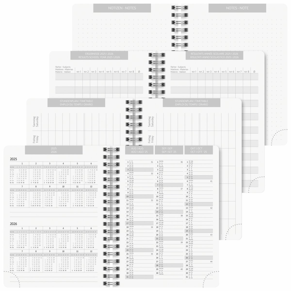 BRUNNEN Agenda scolaire journalier A6 2025-2026 ZenArt noir et blanc – Image 8